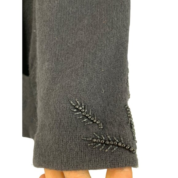 VTG Paul Alexander Black Long Line Angora Sweater S 7762 Bead Surplice wrap - Picture 7 of 8